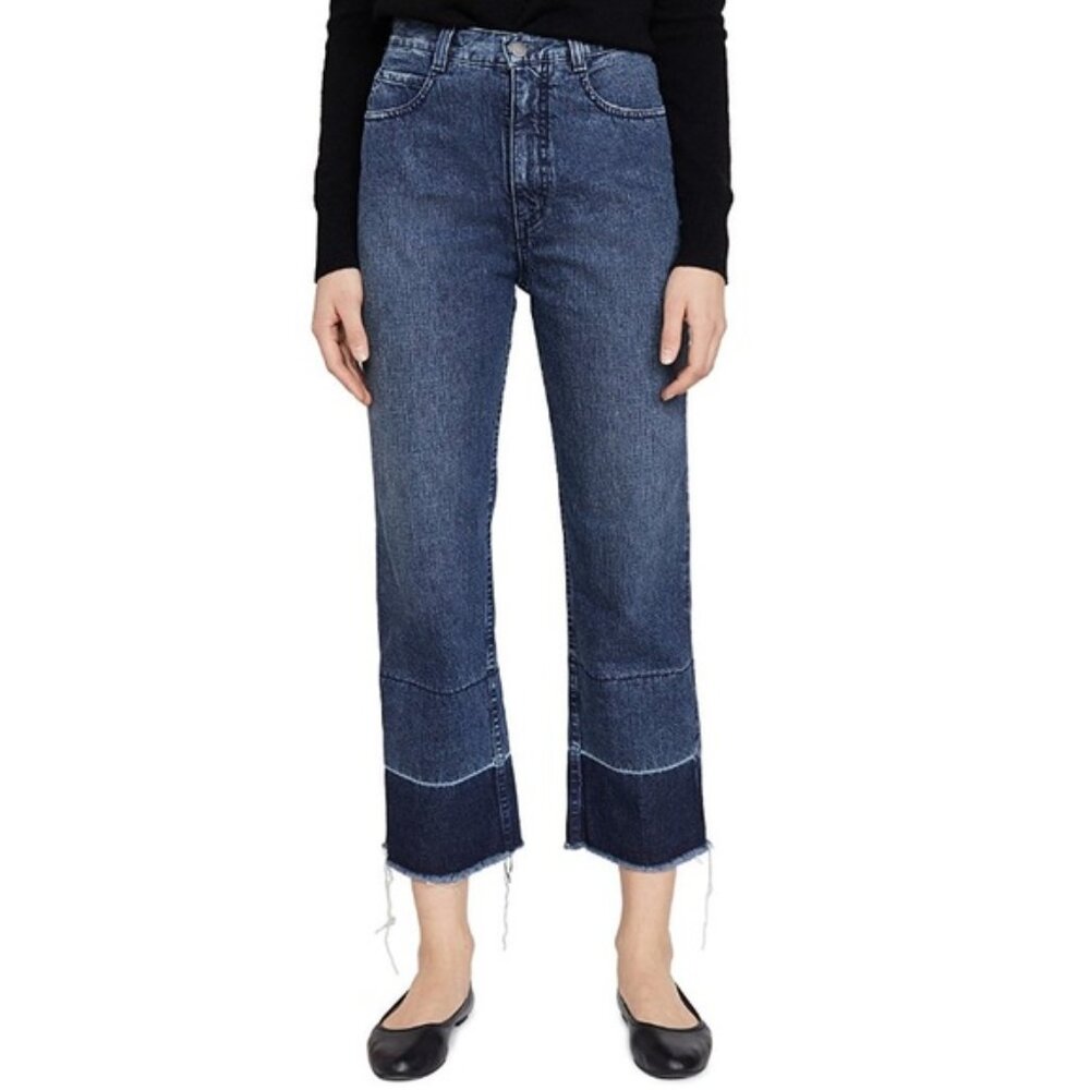 Rachel Comey Slim Legion Jeans Two Tone High Rise Straight Crop Raw Hem 4